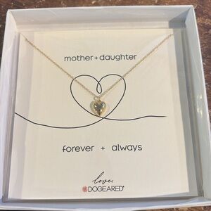 Dogeared Gold Dipped Mother Daughter Forever and Always Heart Necklace